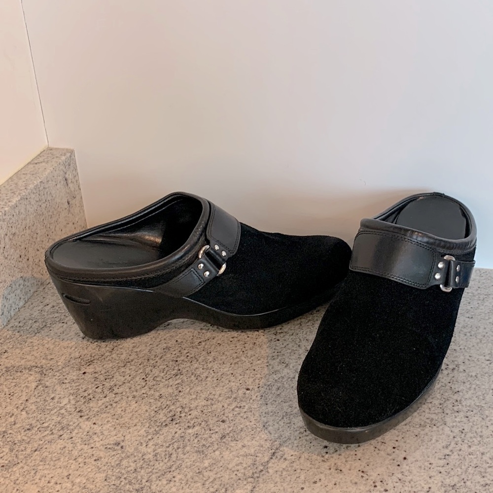 Cole Haan Mules, Black Suede, Size 11